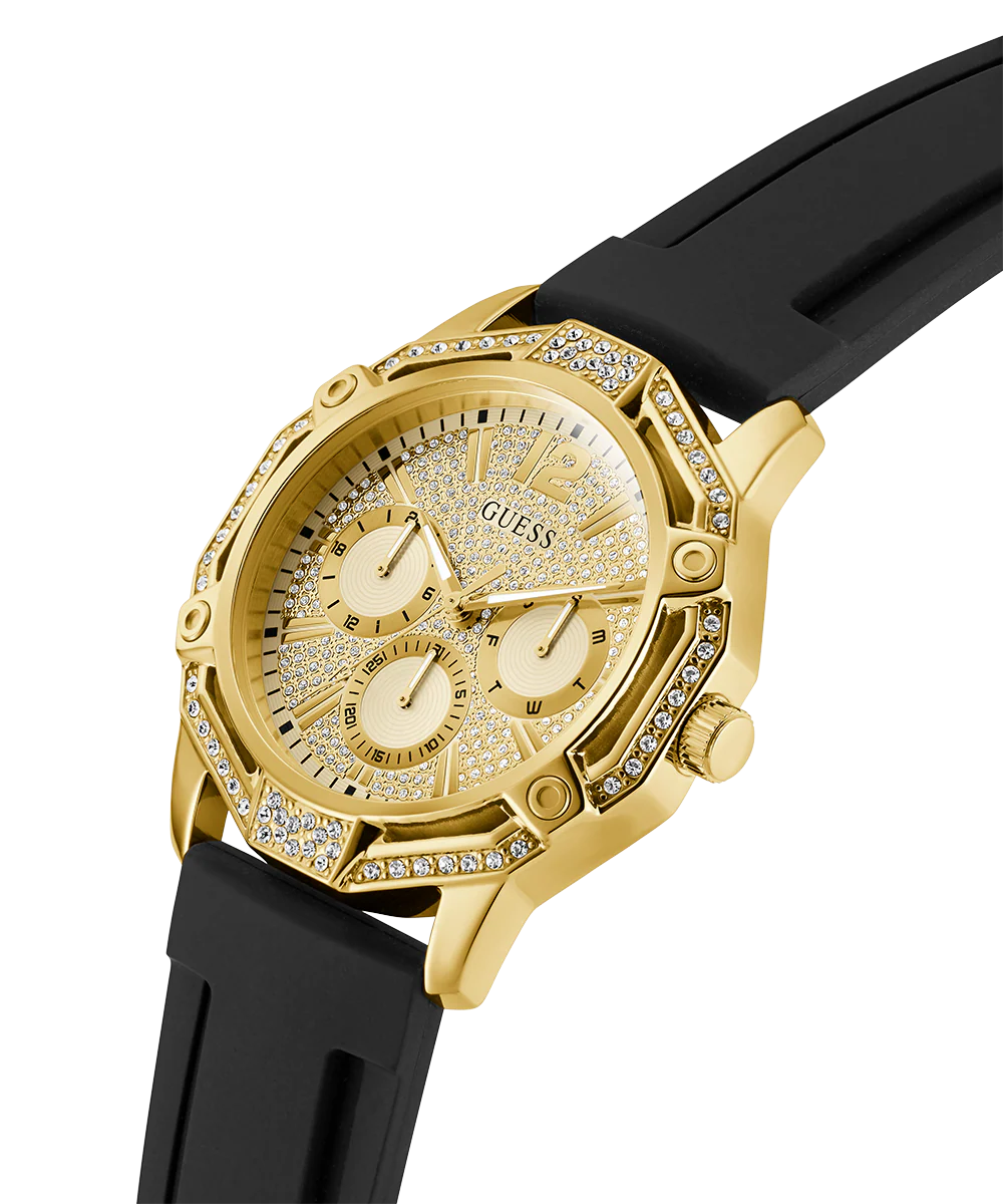 Watch Multi GUESS Mens Black Gold Tone Multi-function Watch - GUESS Watches