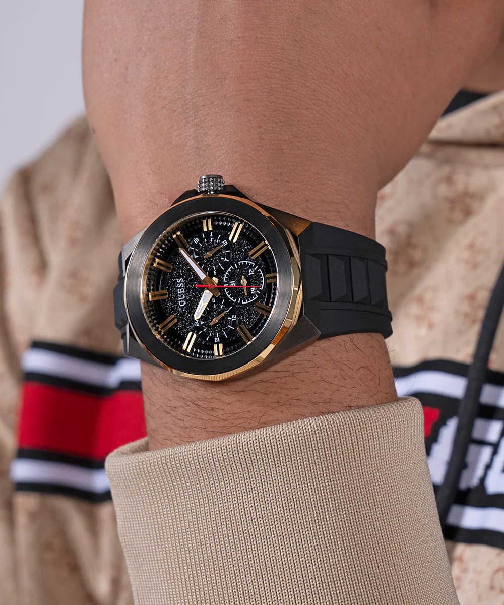 Watch Multi GUESS Mens Black 2-Tone Multi-function Watch - GUESS Watches