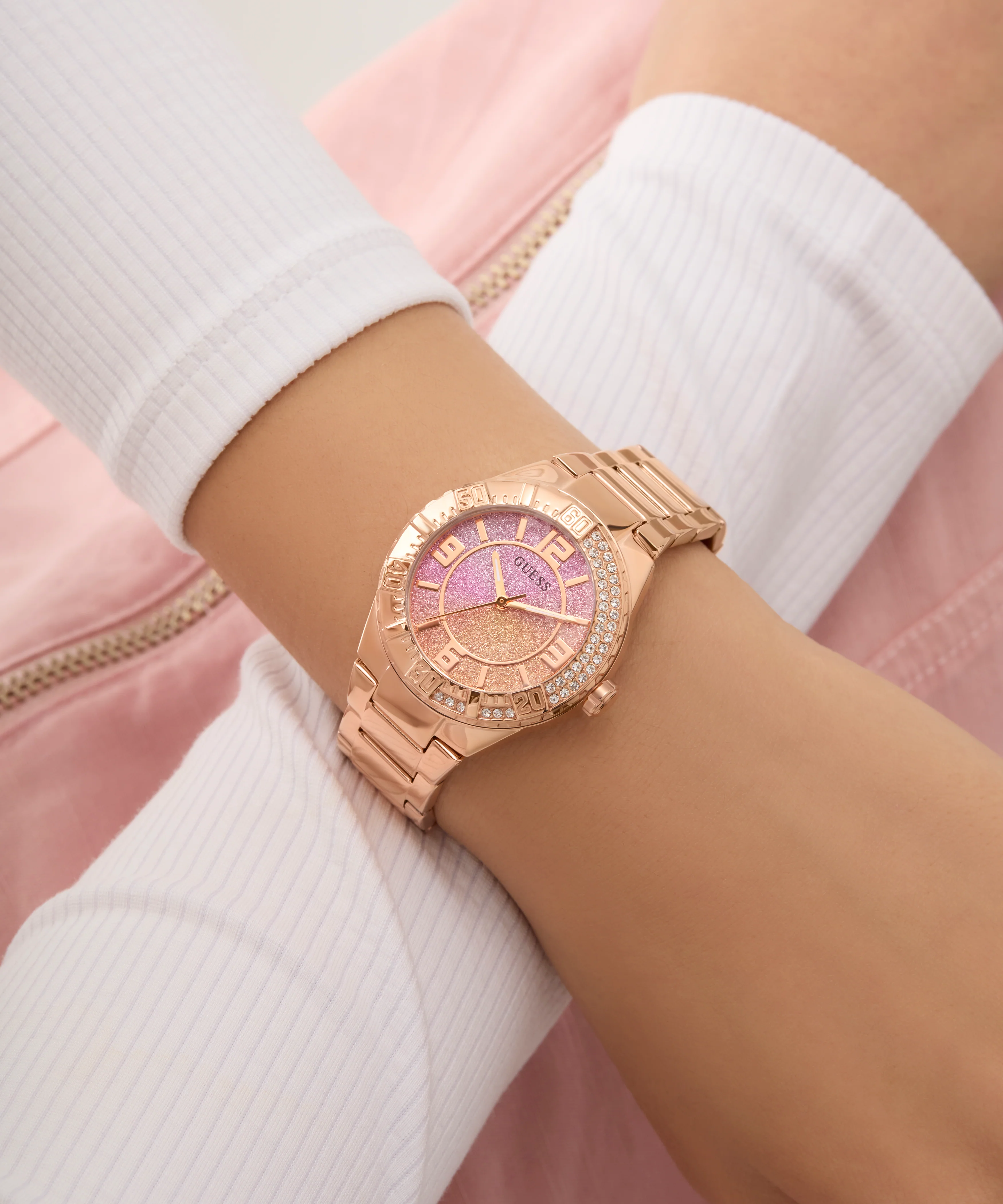 GUESS Ladies Rose Gold Tone Multi-function Watch - GUESS Watches